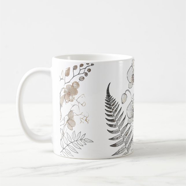 Elegant Orchids and Fern mug (Left)