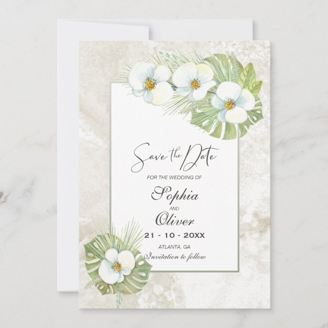  Elegant Orchids Floral Wedding Save the Date (Front)