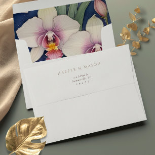 Elegant Orchids Fully Printed Wedding Envelope