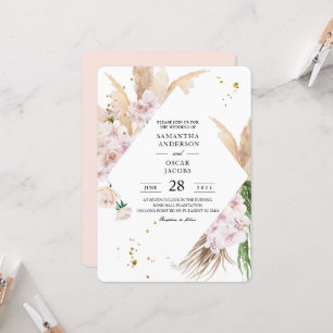 Elegant Orchids & Pampas Beauty Frame  Invitation