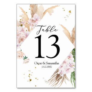 Elegant Orchids & Pampas Beauty Frame Table Number