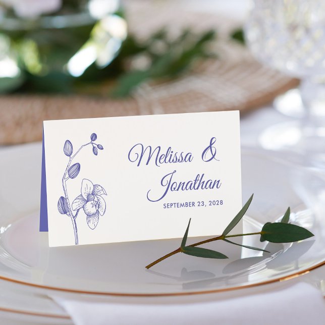 Elegant orchids simple romantic wedding floral pla place card (Creator Uploaded)
