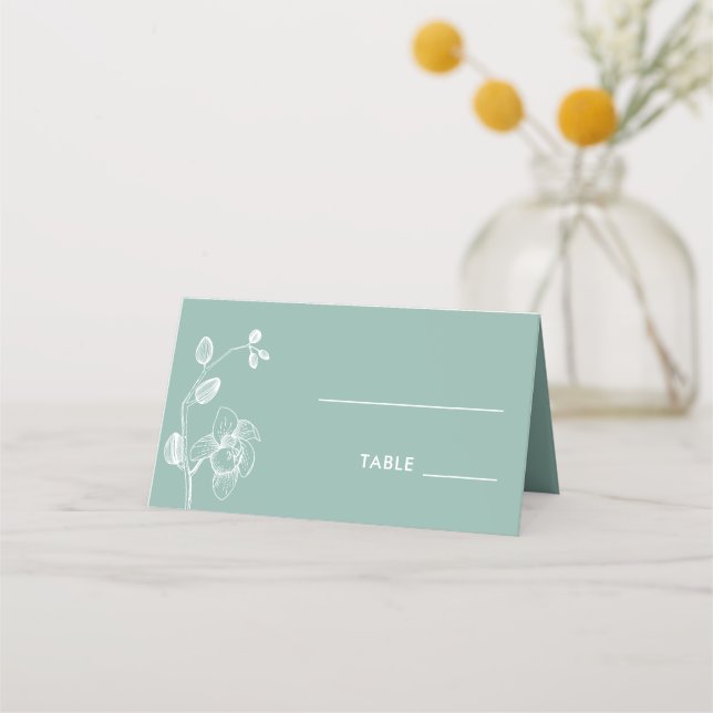 Elegant orchids simple romantic wedding floral place card (Back)