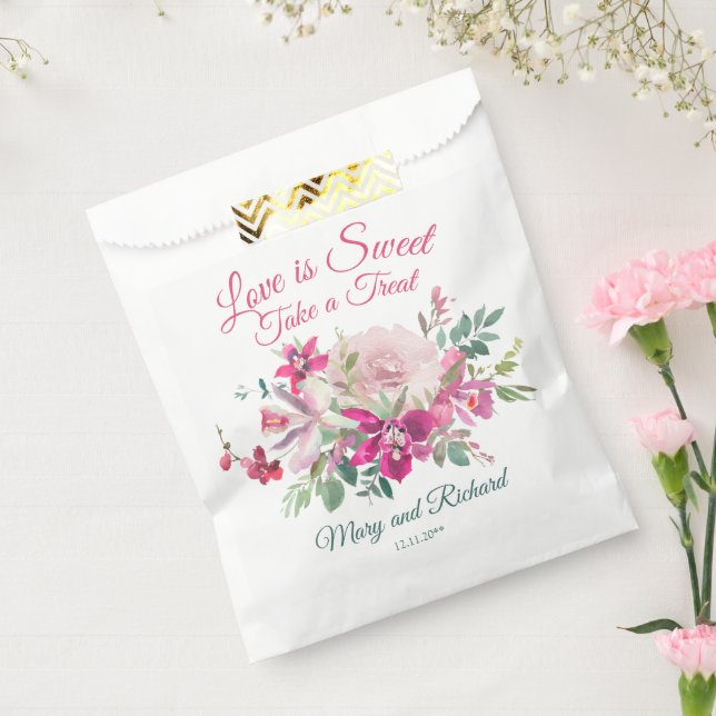 Elegant Orchids Wedding Love is Sweet Take a Treat Favour Bag (Sealed)