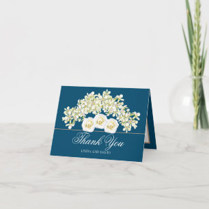 Elegant Orchids & Whites Roses Botanical Thank You Card