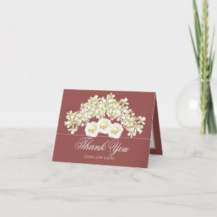 Elegant Orchids & Whites Roses Botanical Thank You Card