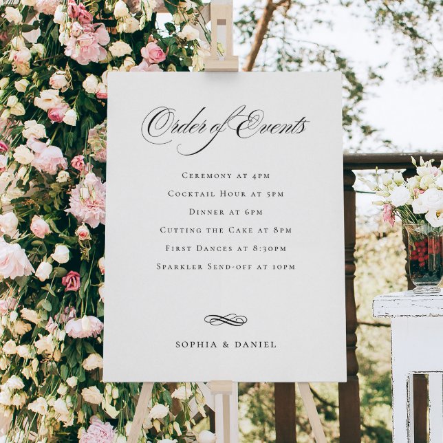 Elegant Order of Events Wedding Schedule Sign (Creator Uploaded)