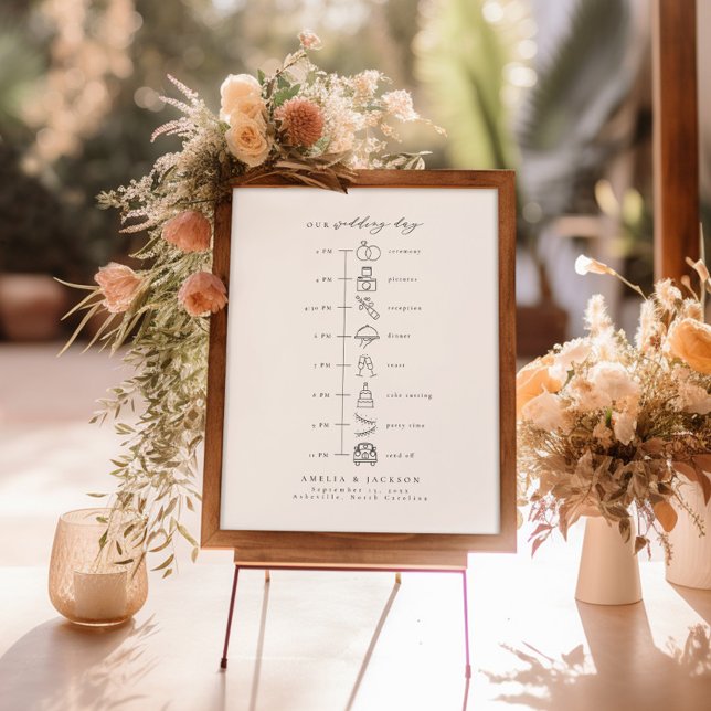 Elegant Order Of Events Wedding Timeline Icons Poster (Creator Uploaded)