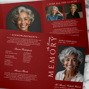 Elegant Order Of Service Obituary 6-Photo Funeral Tri-Fold Programme