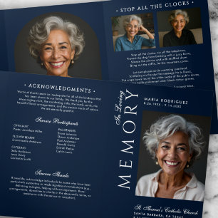 Elegant Order Of Service Obituary 6-Photo Funeral Tri-Fold Programme