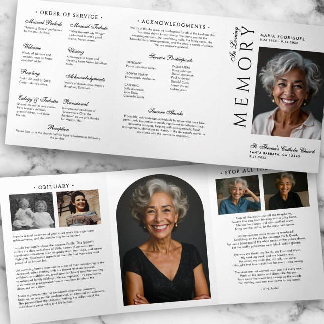 Elegant Order Of Service Obituary 6-Photo Funeral Tri-Fold Programme (Creator Uploaded)