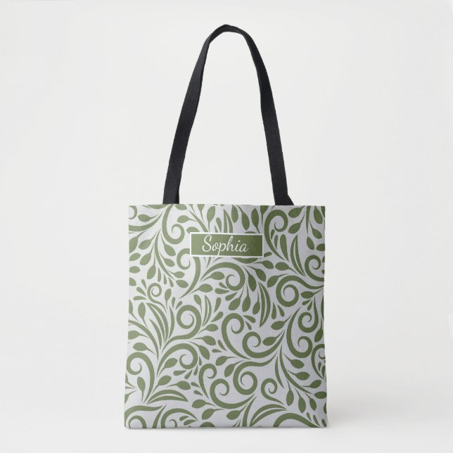 Elegant Organic Green Shape Art for Gifts Tote Bag (Front)