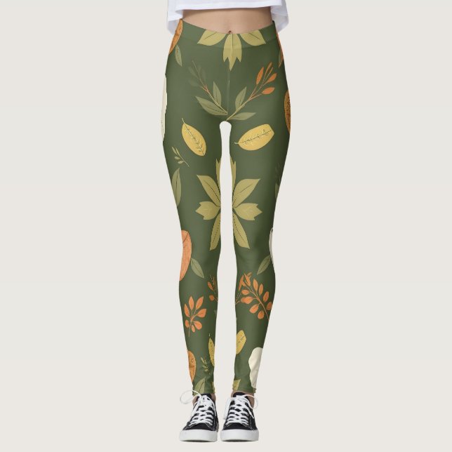 Elegant Organic Leggings - Natural Elements Design (Front)