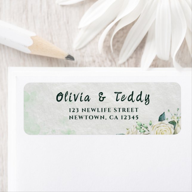 Elegant Organic Modern Wedding Invitation Return Address Label (Insitu)