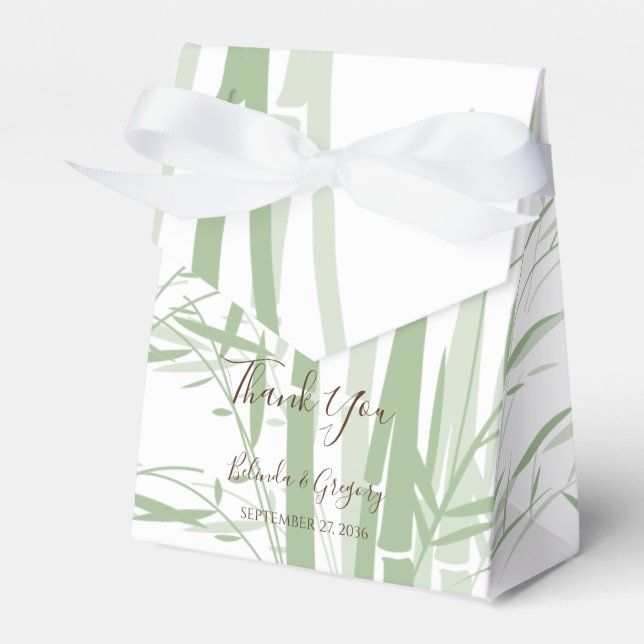 Elegant Oriental Bamboo Wedding Favour Box (Front Side)