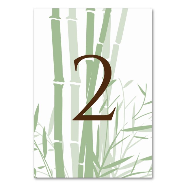 Elegant Oriental Bamboo Wedding Table Number (Front)