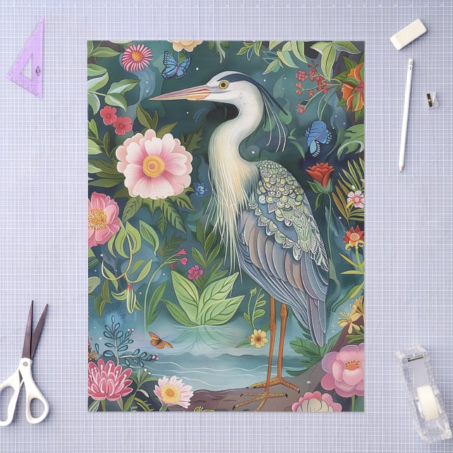 Elegant Oriental Garden Themed Decoupage Crafting Tissue Paper (Craft)