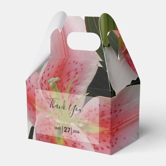 Elegant Oriental Lilies Wedding Favour Box (Front Side)