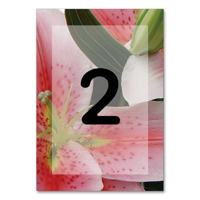 Elegant Oriental Lilies Wedding Table Number (Front)