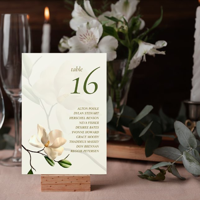 Elegant Oriental Magnolia Guest Names Table Number (Elegant Oriental Magnolia Guest Names Table Number)