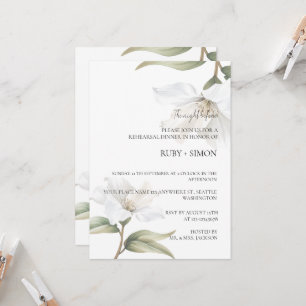 Elegant Oriental Magnolia Rehearsal Dinner Invitation
