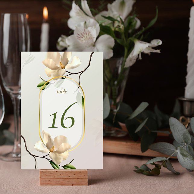 Elegant Oriental Magnolia Wedding Table Number (Elegant Oriental Magnolia Wedding Table Number)