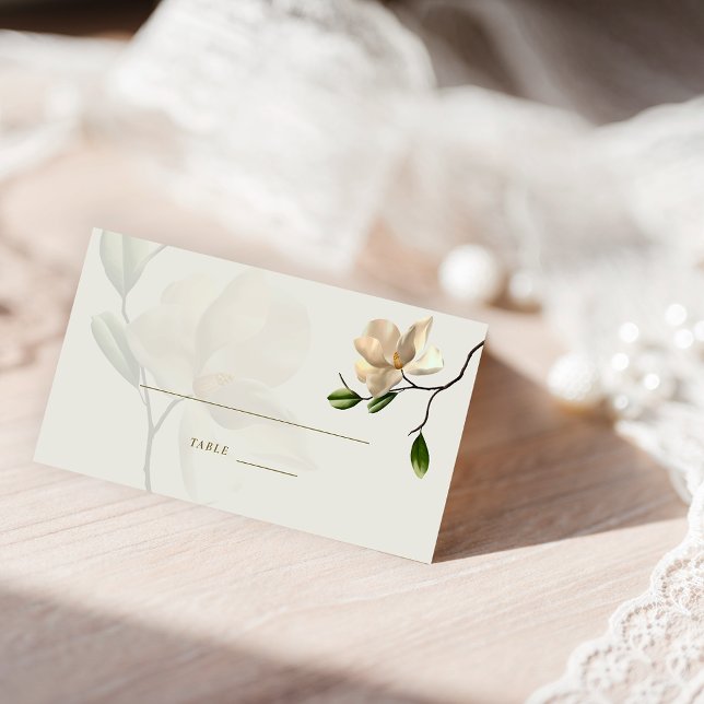 Elegant Oriental White Magnolia Folded Place Card (Elegant Oriental White Magnolia Folded Place Card)