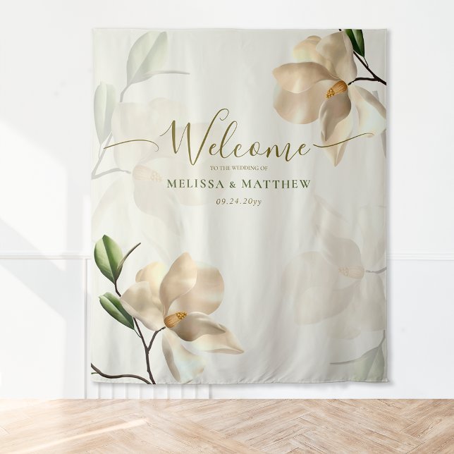 Elegant Oriental White Magnolia Welcome Tapestry (Elegant Oriental White Magnolia Welcome Tapestry)