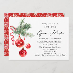 Elegant Ornament CHRISTMAS HOLIDAY OPEN HOUSE Invitation