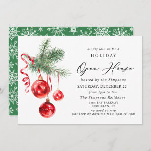 Elegant Ornament CHRISTMAS HOLIDAY OPEN HOUSE Invitation