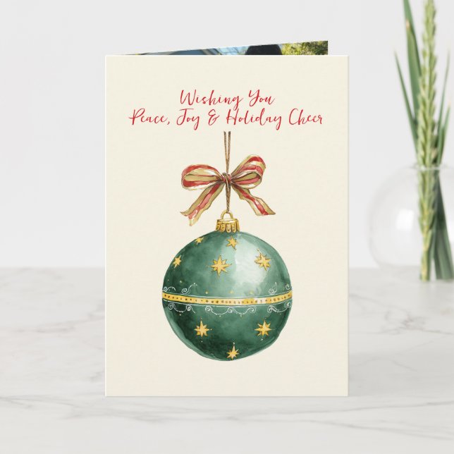 Elegant Ornament Christmas Holiday Photo Card (Front)