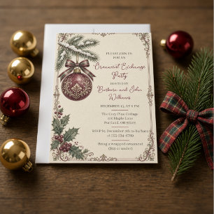 Elegant Ornament Exchange Christmas Party Invitation