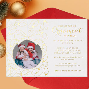 Elegant Ornament Exchange Holiday Invite
