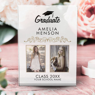 Elegant Ornament Graduation Keepsake 2 Photo Block