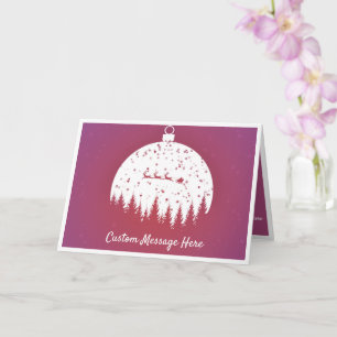 Elegant Ornament Santa Sleigh Christmas Holiday Card
