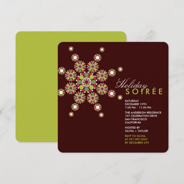 Elegant Ornament Star Holiday Soiree Party Invite (Front/Back)