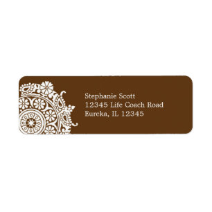 Elegant Ornament White/Brown Label Return Address Label