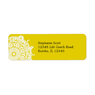 Elegant Ornament White/Yellow Avery Label Return Address Label