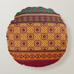 Elegant Ornamental Africa: Indian Ethnic Pattern Round Cushion