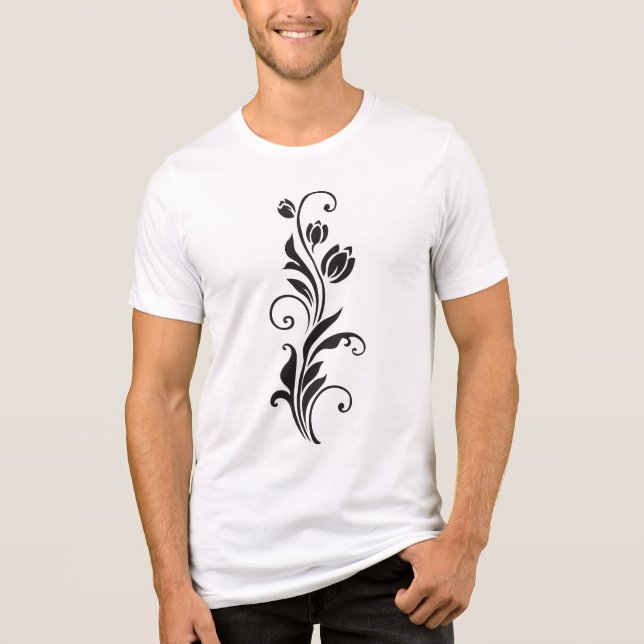 Elegant Ornamental Floral Flower Art Tri-Blend Shirt (Front)