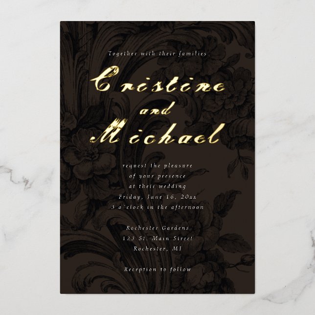 Elegant ornamental flowers gold wedding (Front)