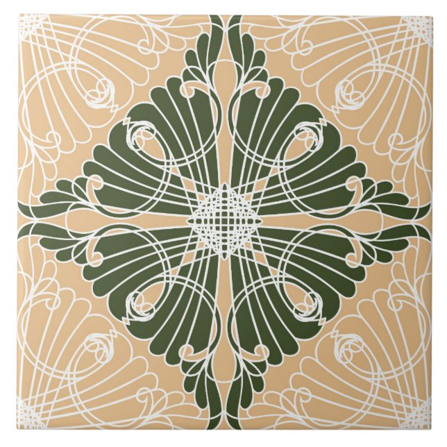 Elegant, ornamental pattern, diamond shape ceramic tile (Front)