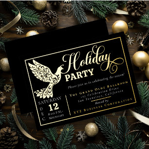 Elegant Ornamental Peace Dove Holiday Party Gold