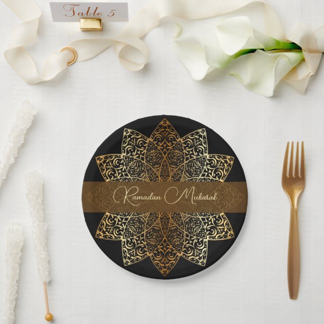 Elegant Ornamental Ramadan Mubarak Iftar Party Paper Plate (Wedding)