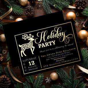 Elegant Ornamental Reindeer Holiday Party Gold
