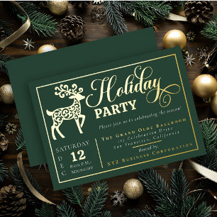 Elegant Ornamental Reindeer Holiday Party Gold