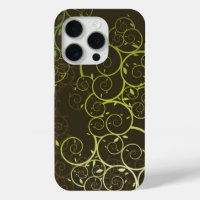 Elegant Ornamental Spiral Green Vines Deco Pattern