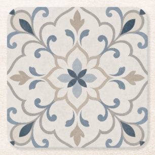 Elegant Ornamental Stone Tile Square Paper Coaster