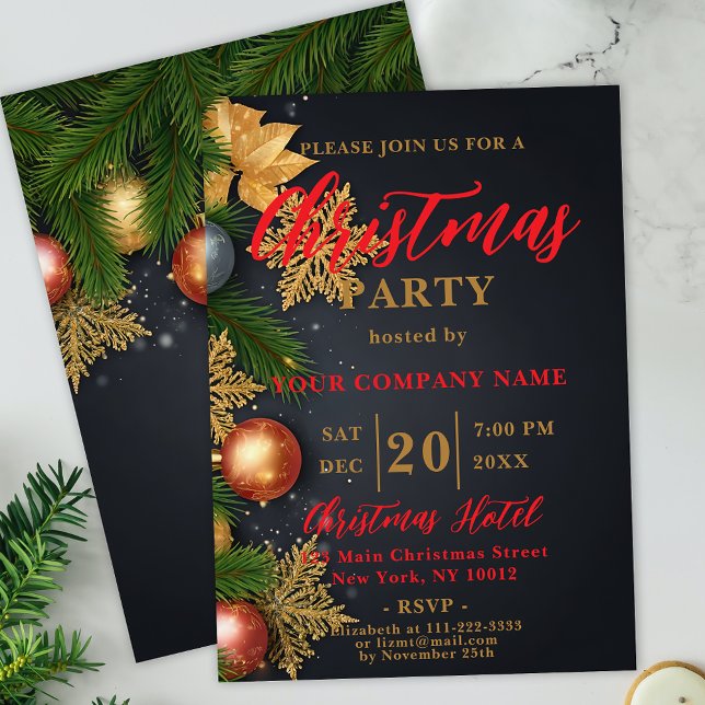 Elegant Ornaments Corporate Christmas Party Invitation (Creator Uploaded)