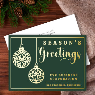 Elegant Ornaments Season's Greetings Business Foil Holiday Card
